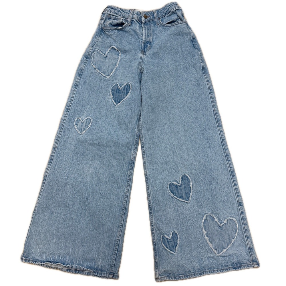 SOCIAL TOURIST Heart Patch Ultra High Rise Baggy Jeans 5R W27